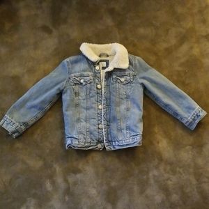 Gap kids denim shearling lined jacket